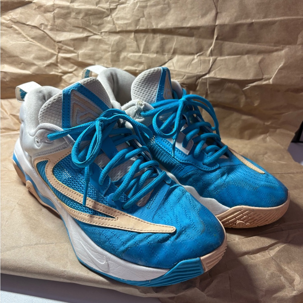Blue and White Athletic Sneakers